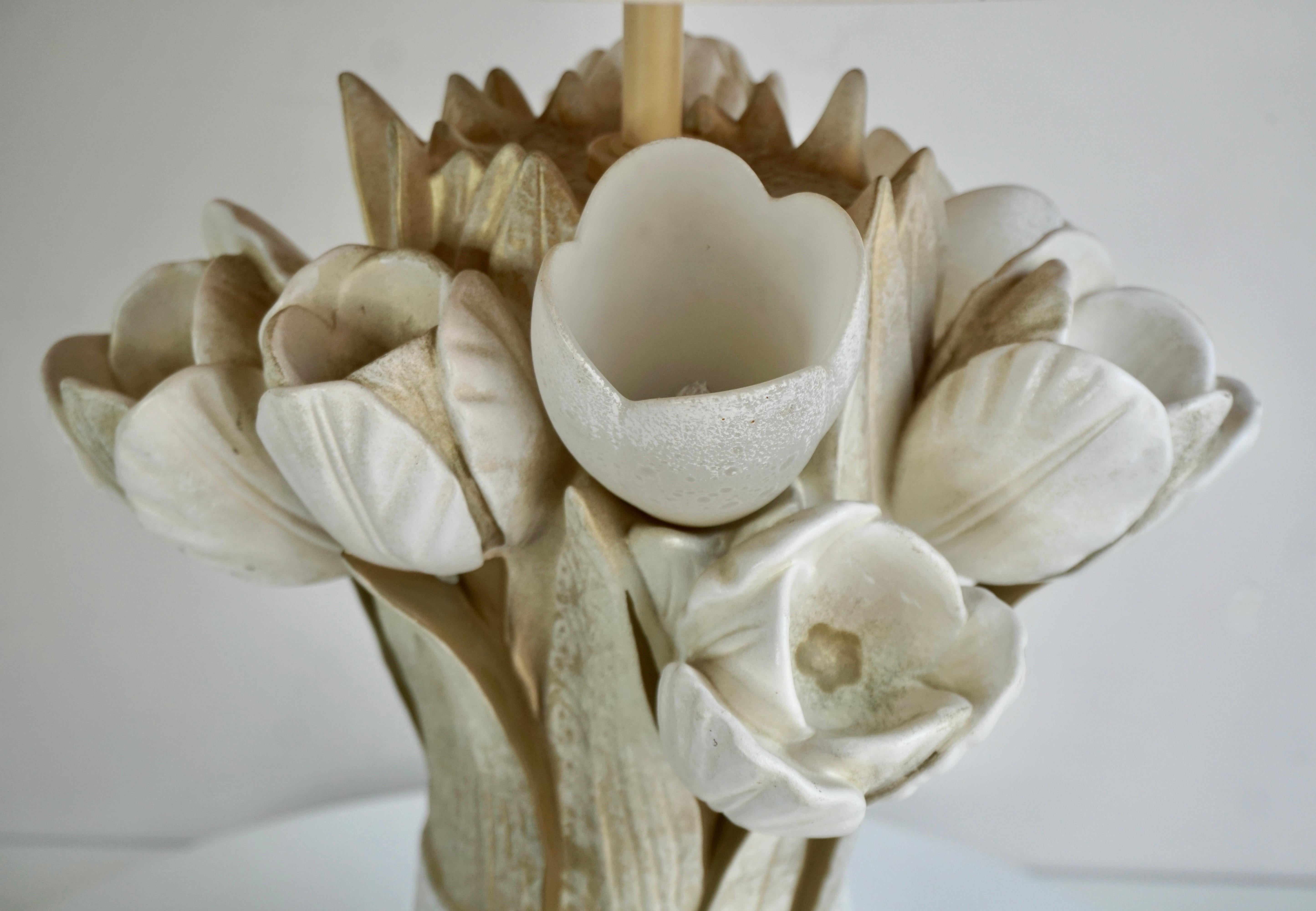 20ième siècle Lampe de table Tulipe en céramique en vente