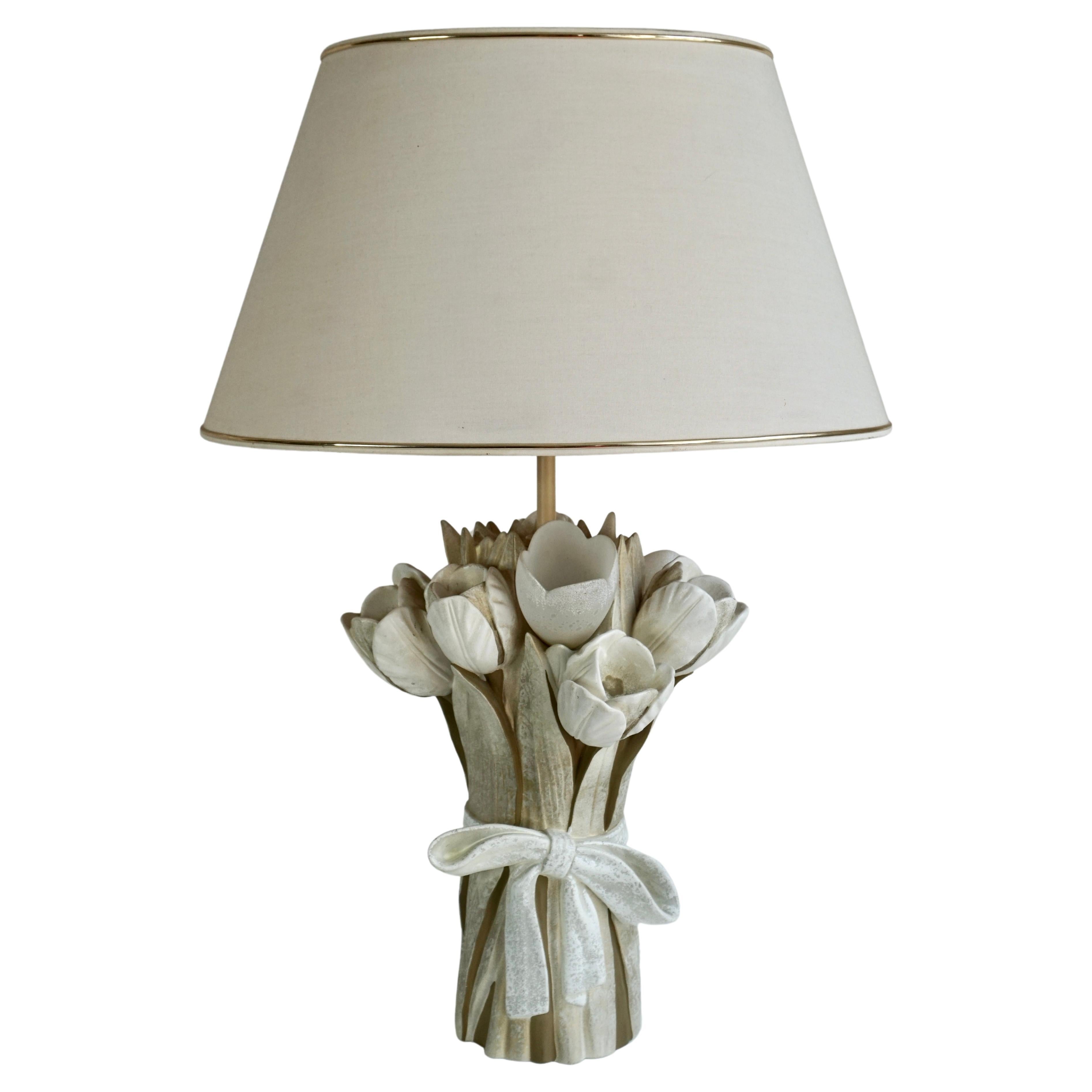 Ceramic Tulip Flower Table Lamp For Sale