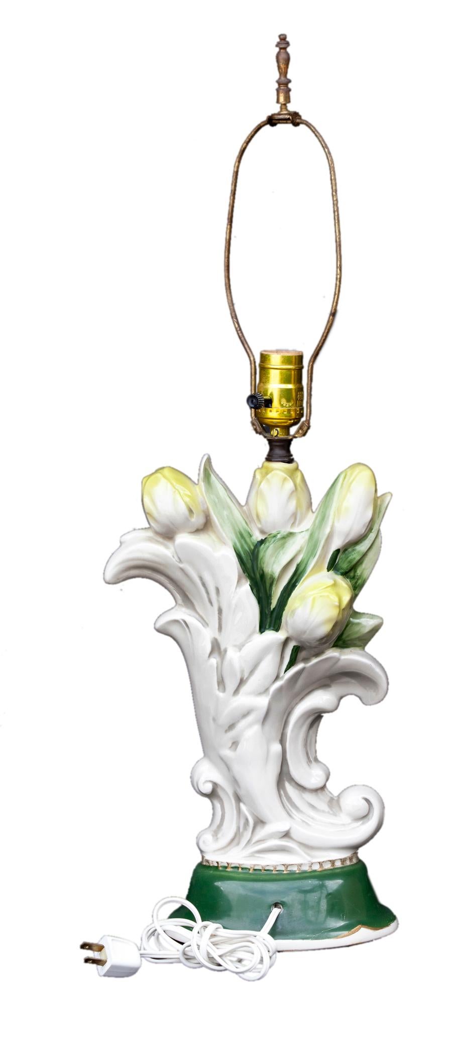 Organic Modern Ceramic Tulip Lamp For Sale