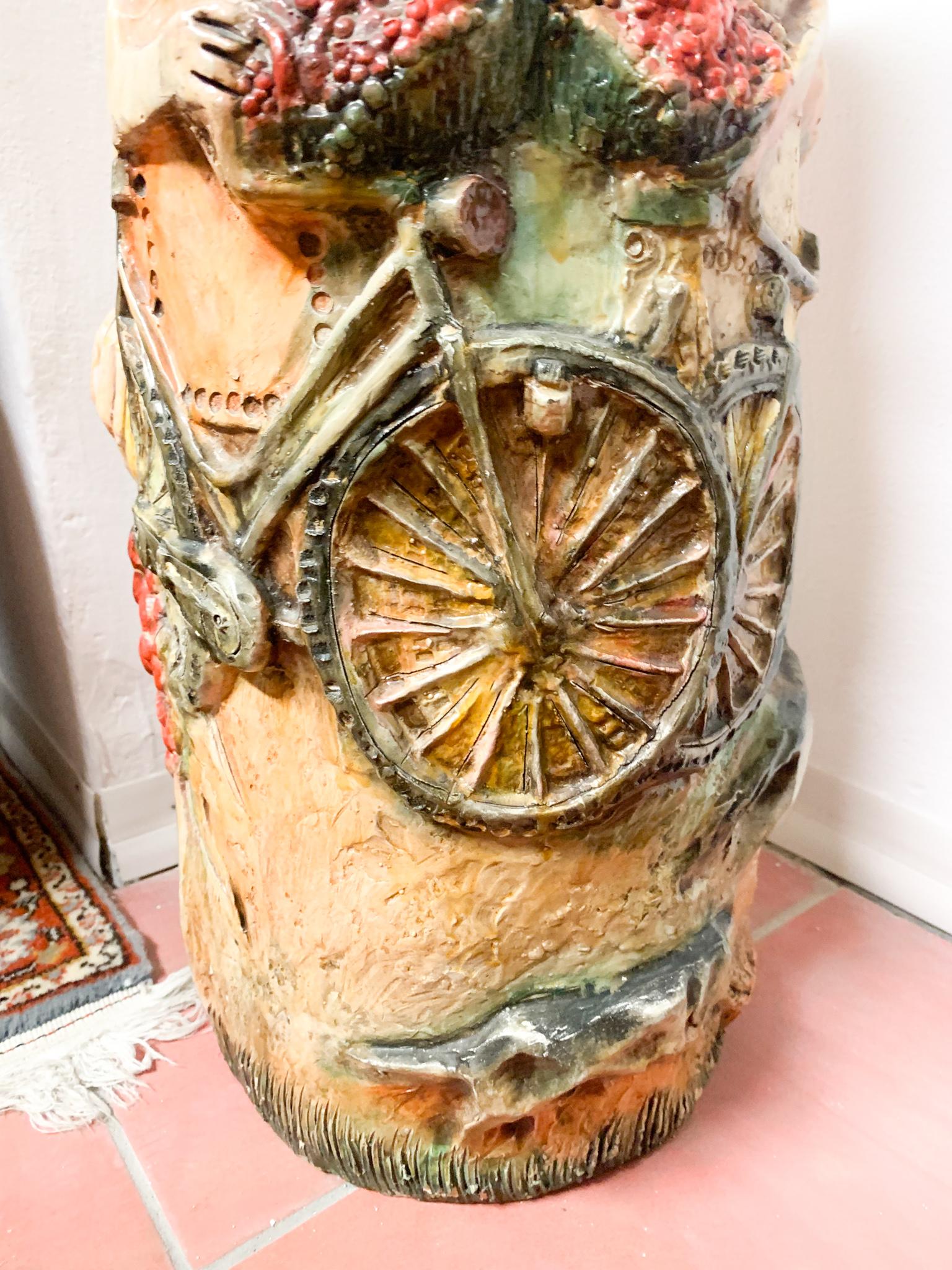 Ceramic Umbrella Stand by Pucci Painted and Sculpted by Hand from the 1950s For Sale 3