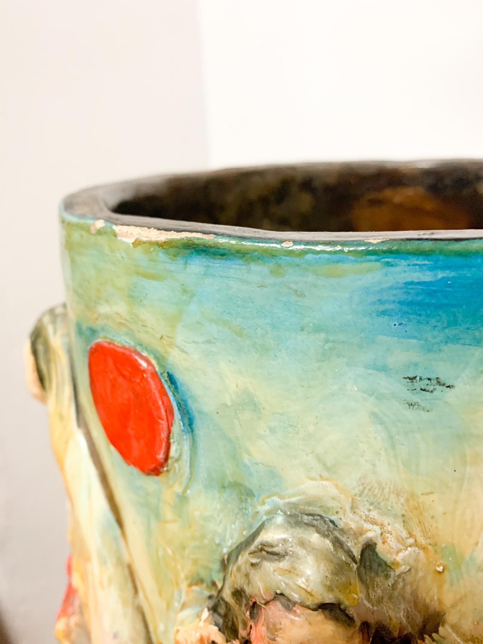 Portaombrelli in ceramica di Pucci, dipinto e scolpito a mano, anni '50 in vendita 9