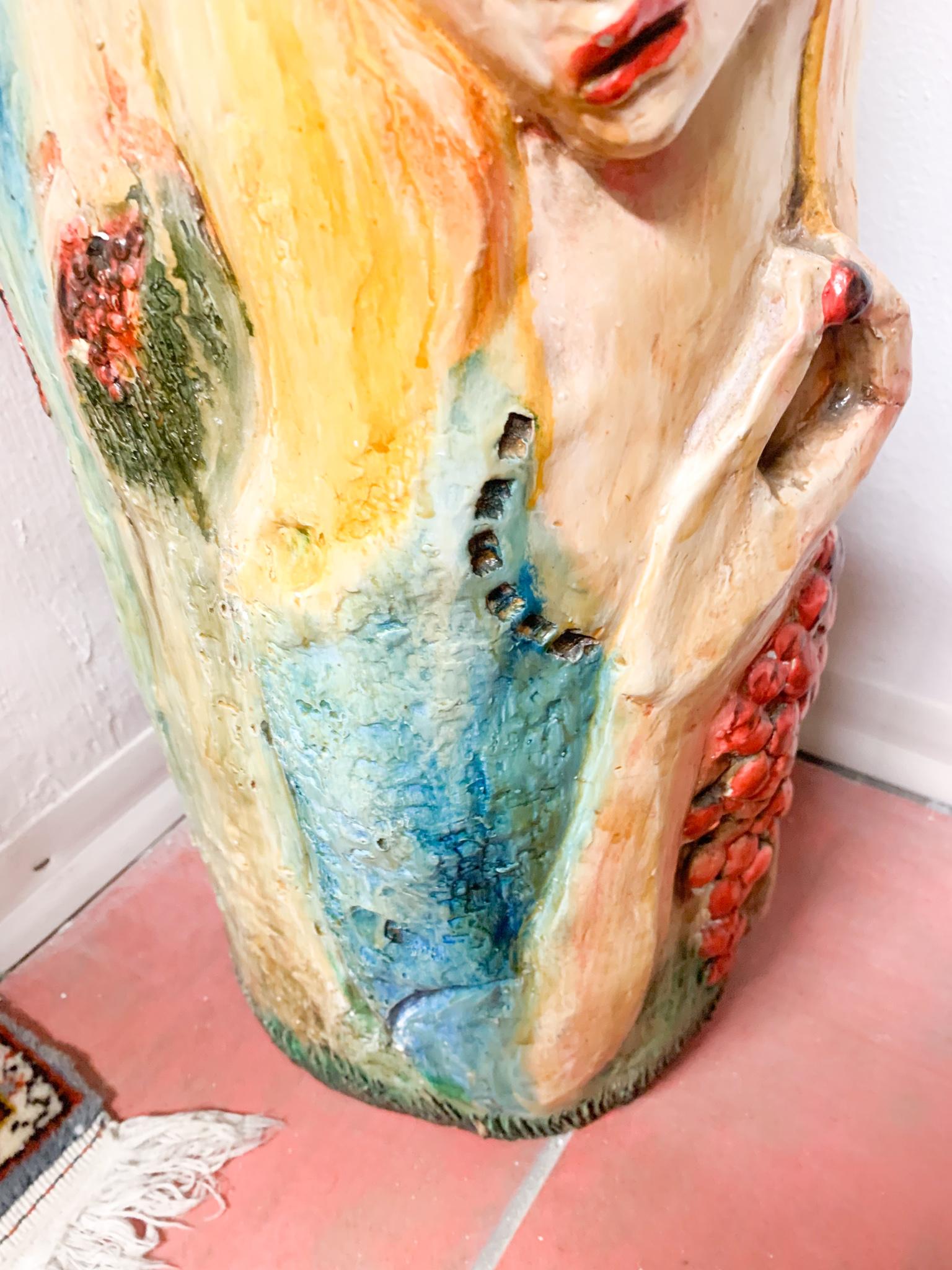 Italian Ceramic Umbrella Stand by Pucci Painted and Sculpted by Hand from the 1950s For Sale