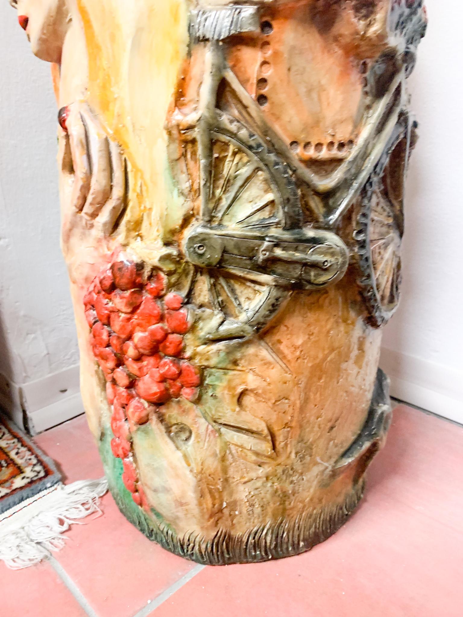 Ceramic Umbrella Stand by Pucci Painted and Sculpted by Hand from the 1950s For Sale 1