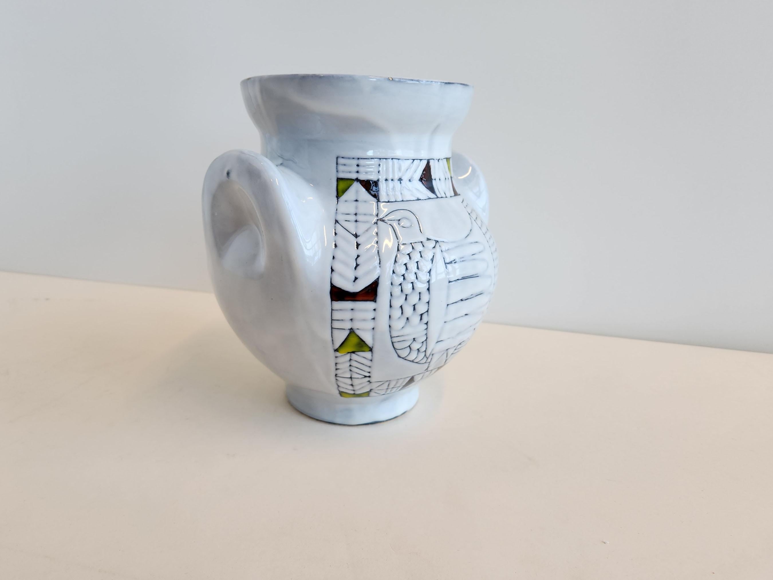 Mid-Century Modern Roger Capron - Ceramic Urn/Vase with Dove  For Sale