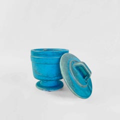 Ceramic Urn with Beautiful Rusty Cobalt Blue Finish