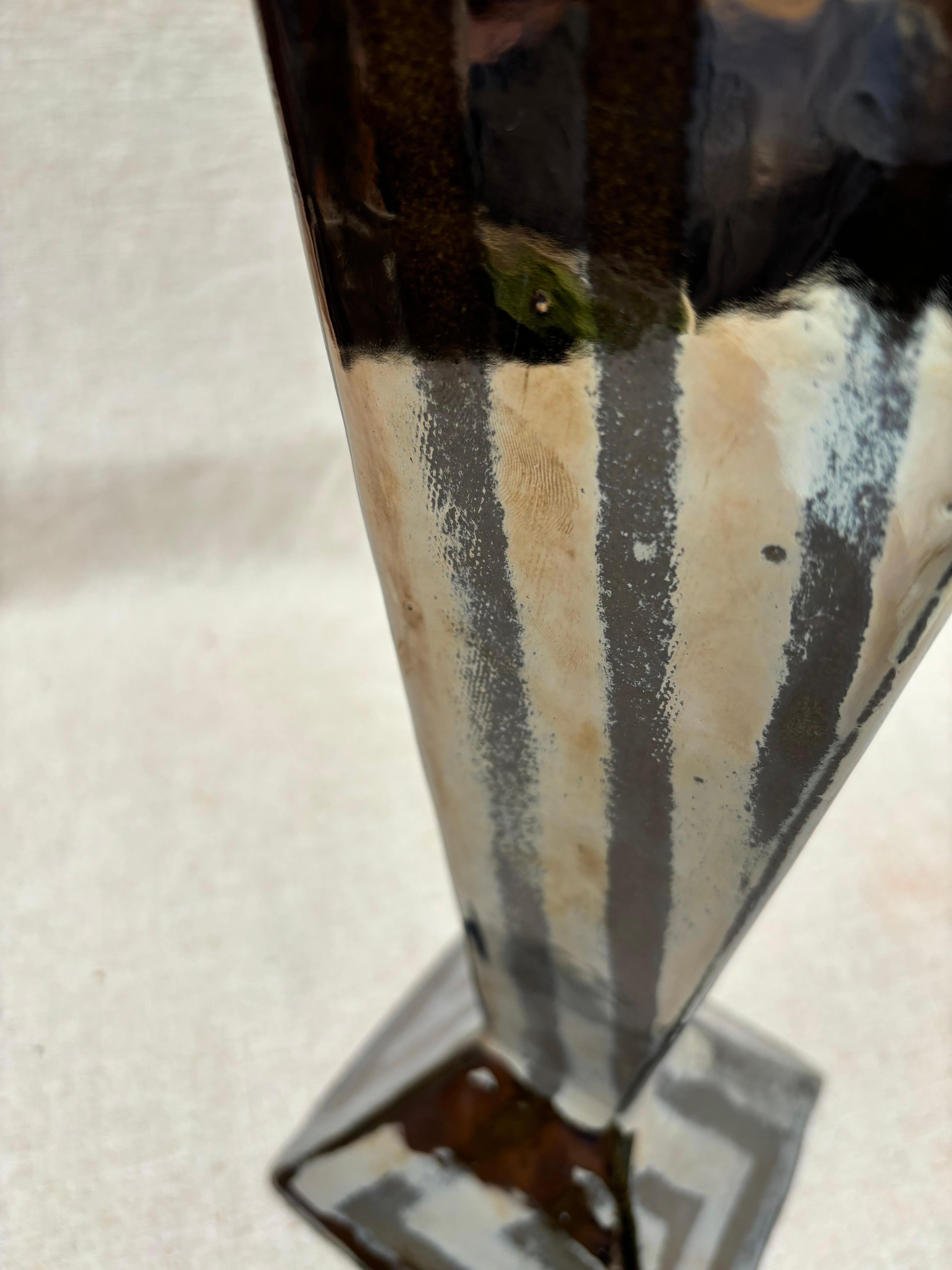 Mid-Century Modern Vase en céramique V à glaçure palladium d'Alexey Krupinin en vente