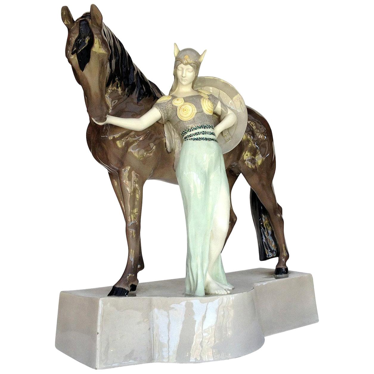 15cm Bronze Pferd Figur Skulptur Horses Pony Art Deco Stil Jugendstil 