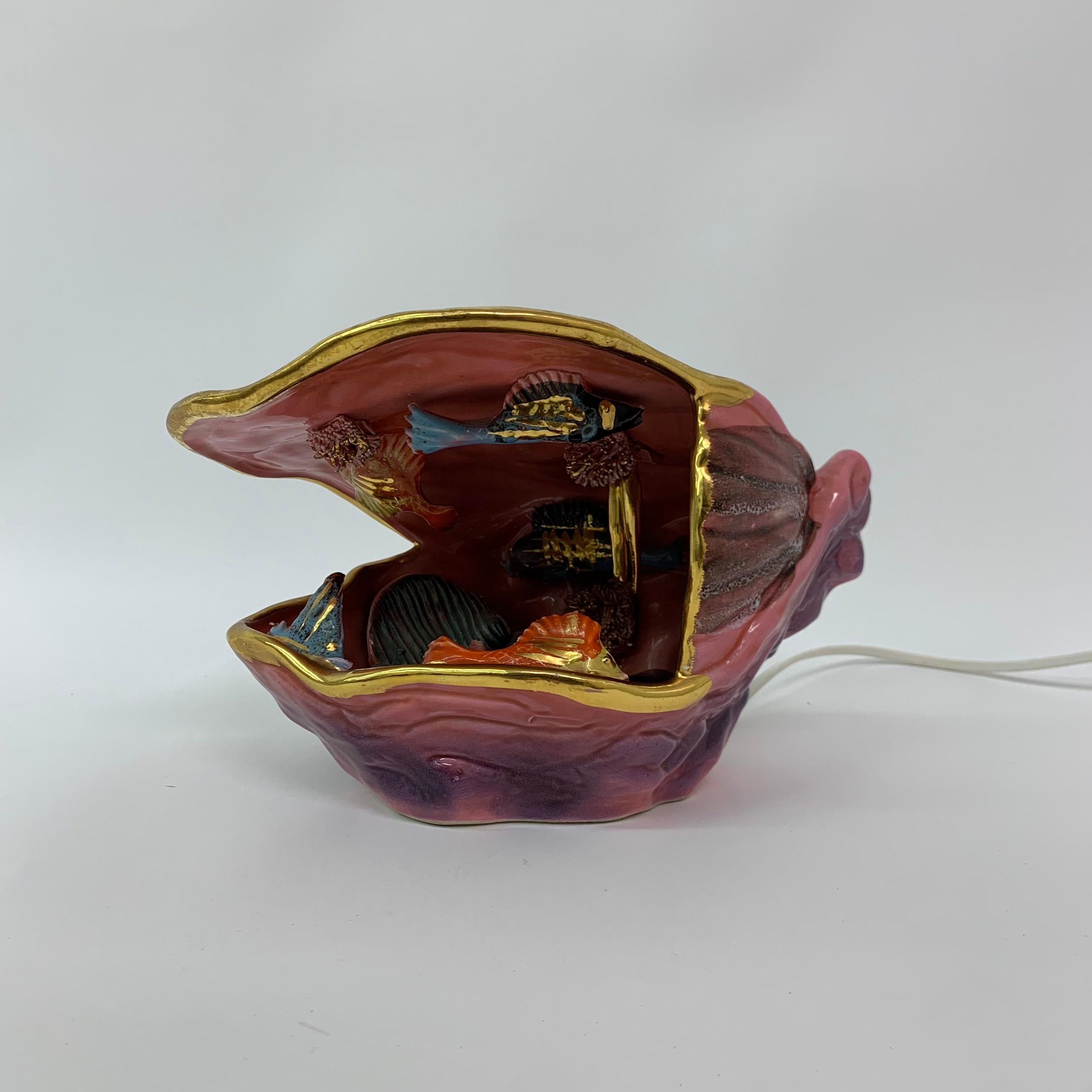 Vallauris Muschel-Tischlampe aus Keramik, 1960er Jahre, Frankreich im Angebot 6