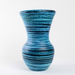 Vase en céramique Accolay Bleu Gauloise, France, vers 1960