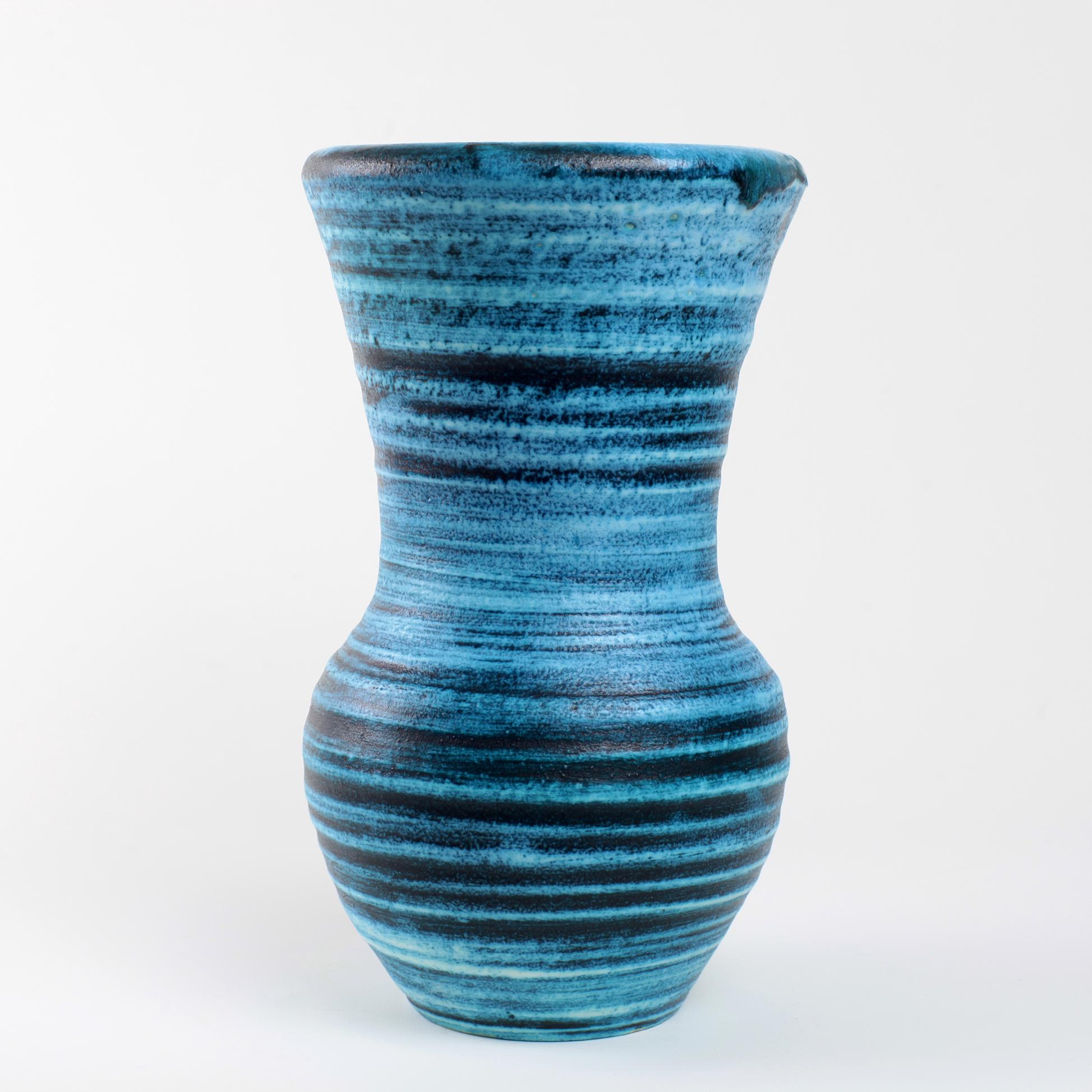 Mid-Century Modern Ceramic Vase Accolay Gauloise Blue, France, circa 1960