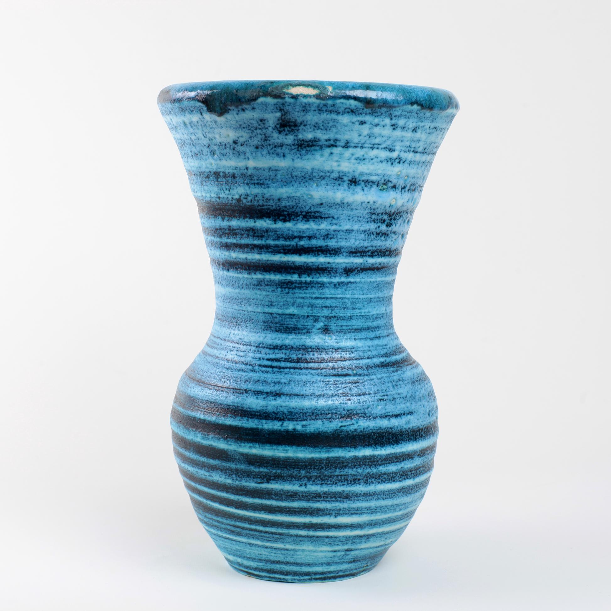 French Ceramic Vase Accolay Gauloise Blue, France, circa 1960