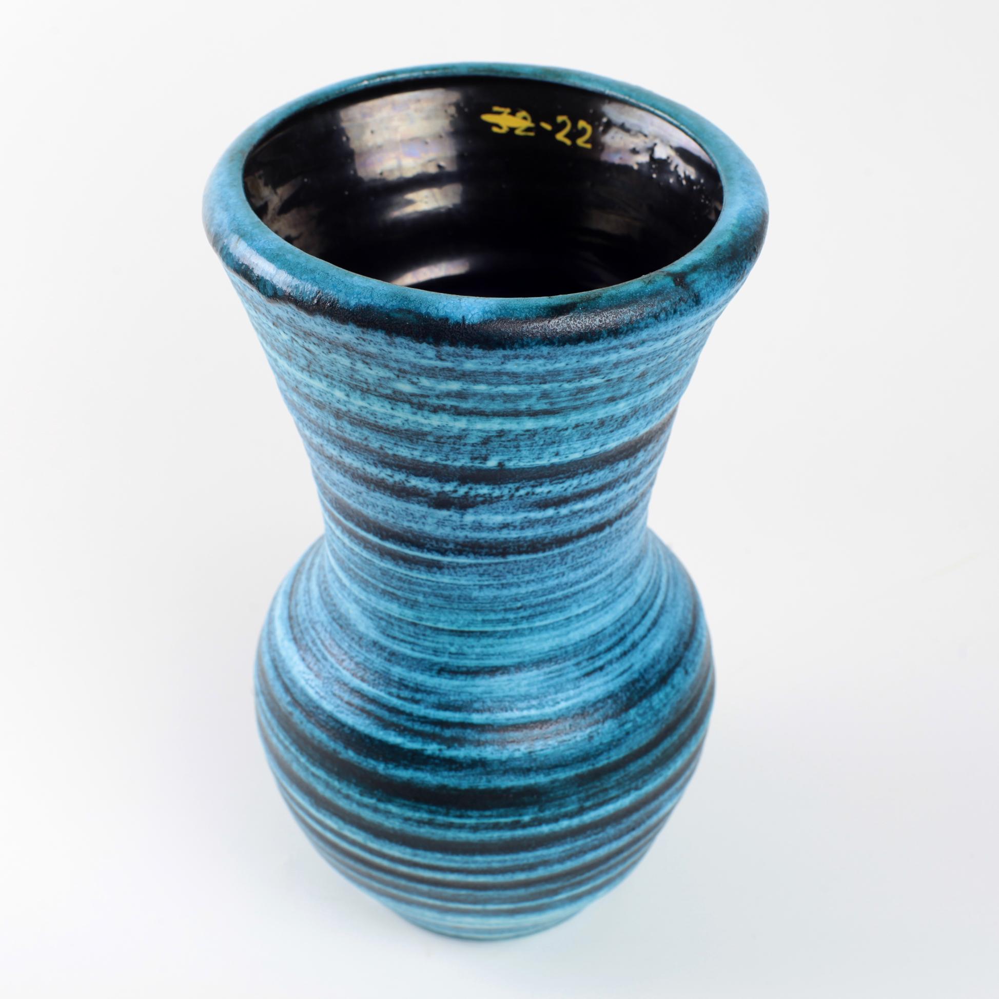 Mid-20th Century Ceramic Vase Accolay Gauloise Blue, France, circa 1960