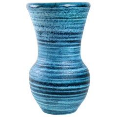 Vase en céramique Accolay Bleu Gauloise, France, vers 1960