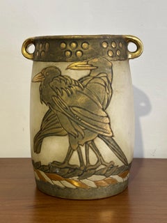 Ceramic Vase Art Nouveau Pottery Turn-Teplitz Bohemia Amphora, Austria