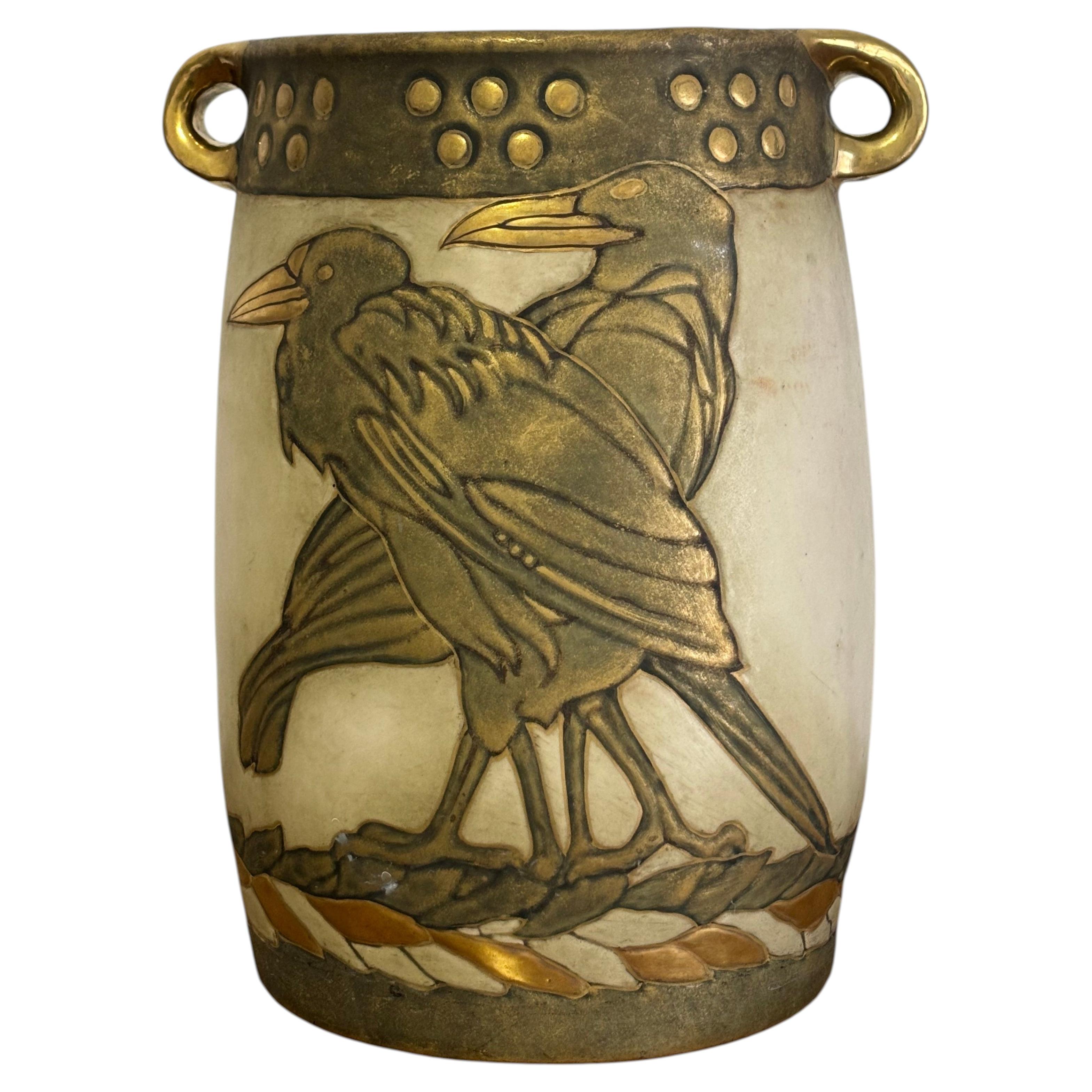 Keramikvase, Jugendstil-Keramik, Turn-Teplitz Bohemia Amphora, Österreich