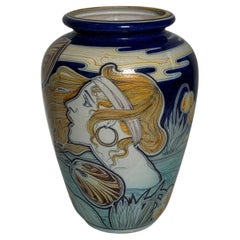 Antique Ceramic Vase Art Nouveau Style by Galileo Chini