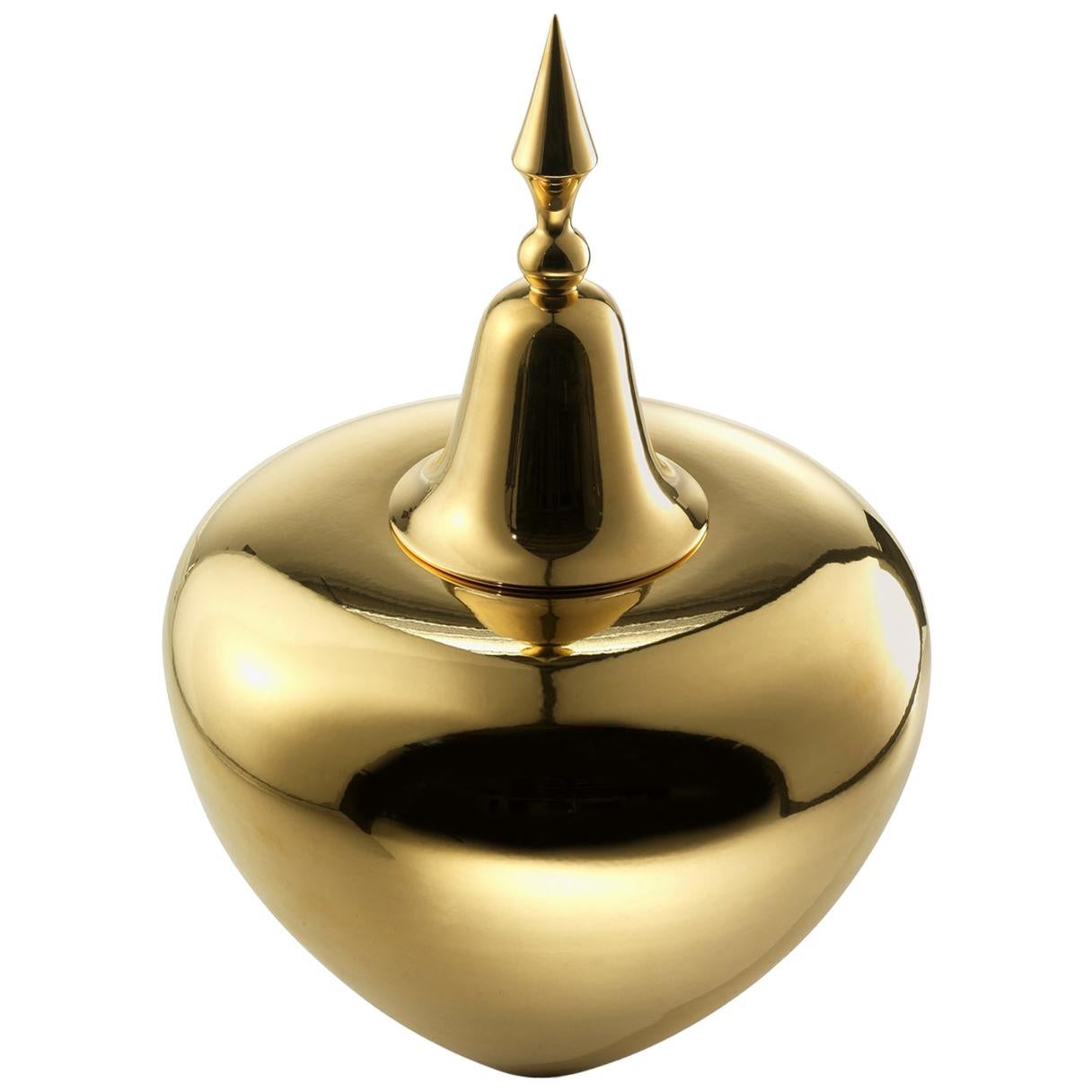 Vase en céramique « ASHA » fabriqué à la main en or 24 carats par Gabriella B., fabriqué en Italie