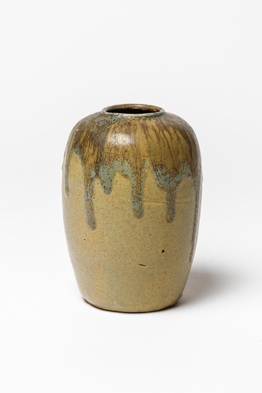 Beaux Arts Ceramic vase attributed to Eugene Lion, to Saint- Amand-en-Puisaye, circa 1920 For Sale
