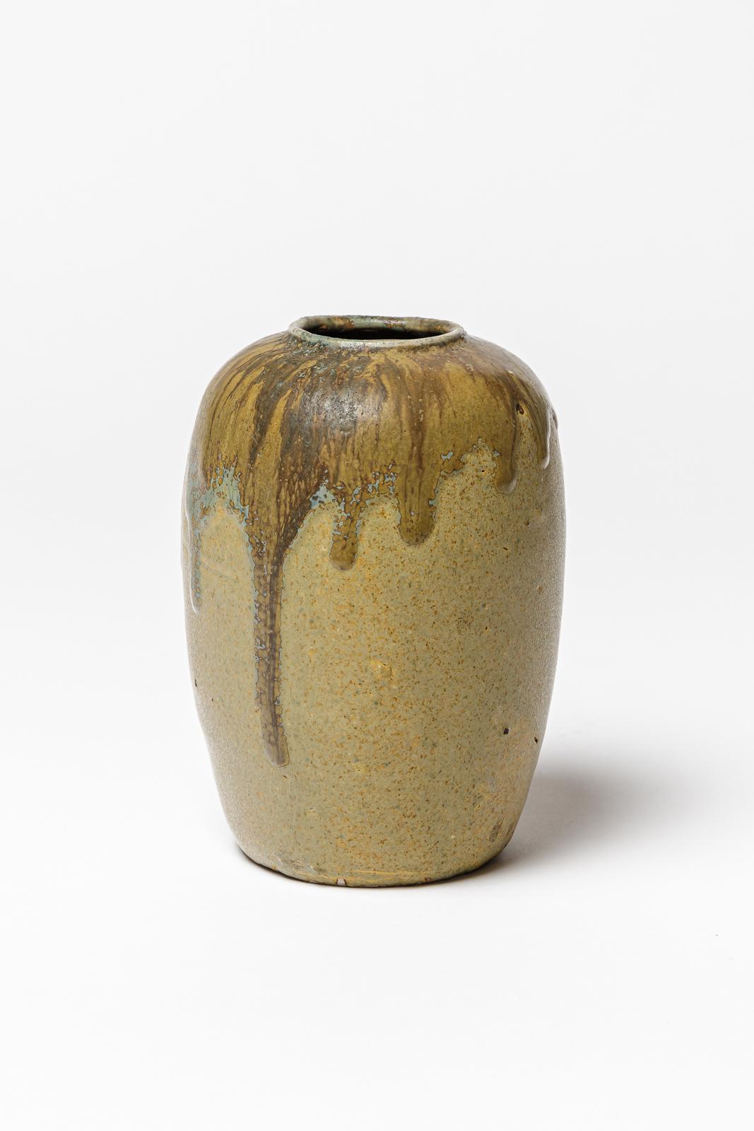 French Ceramic vase attributed to Eugene Lion, to Saint- Amand-en-Puisaye, circa 1920 For Sale