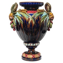 Ceramic Vase Attributted to Sarreguemines, Art Nouveau Period, France, C. 1890