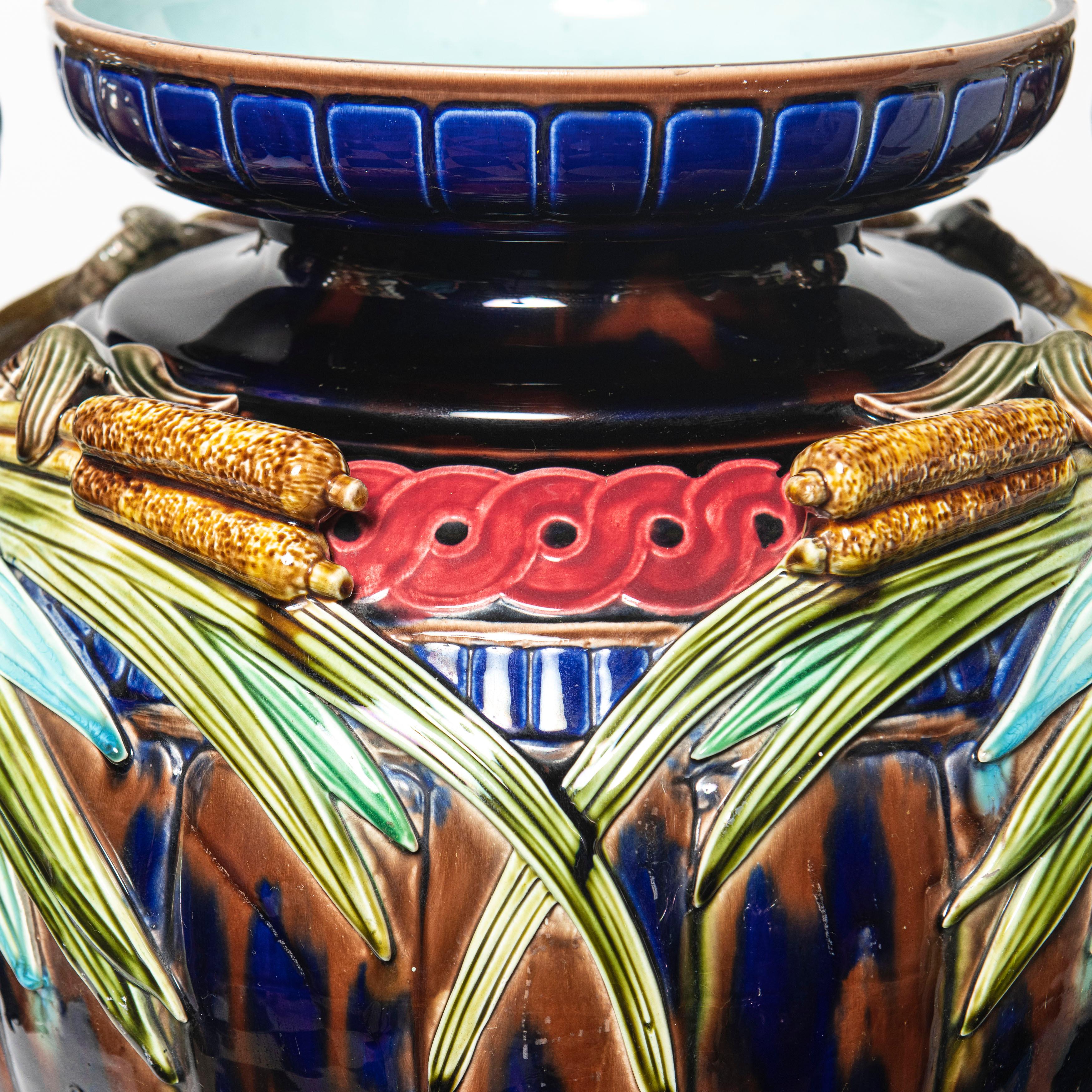 Late 19th Century Ceramic Vase Attributted to Sarreguemines, Art Nouveau Period, France, C. 1890 For Sale