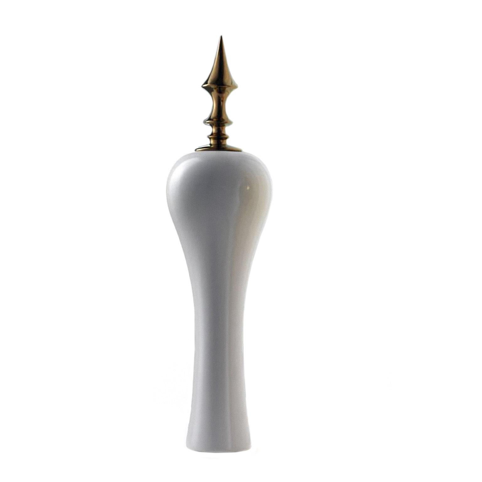 Vase Baby « Thai » en céramique émaillé blanc avec partie supérieure en bronze par Gabriella B. Neuf - En vente à Treviso, IT
