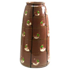 Ceramic Vase Beautiful Glaze in Shades of Brown and Green, Elsace, France, 1930s