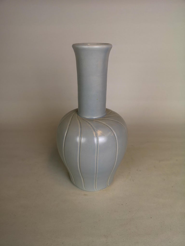 Bauhaus Ceramic Vase Bo Fajans Ewald Dahlskog, Sweden, 1940s