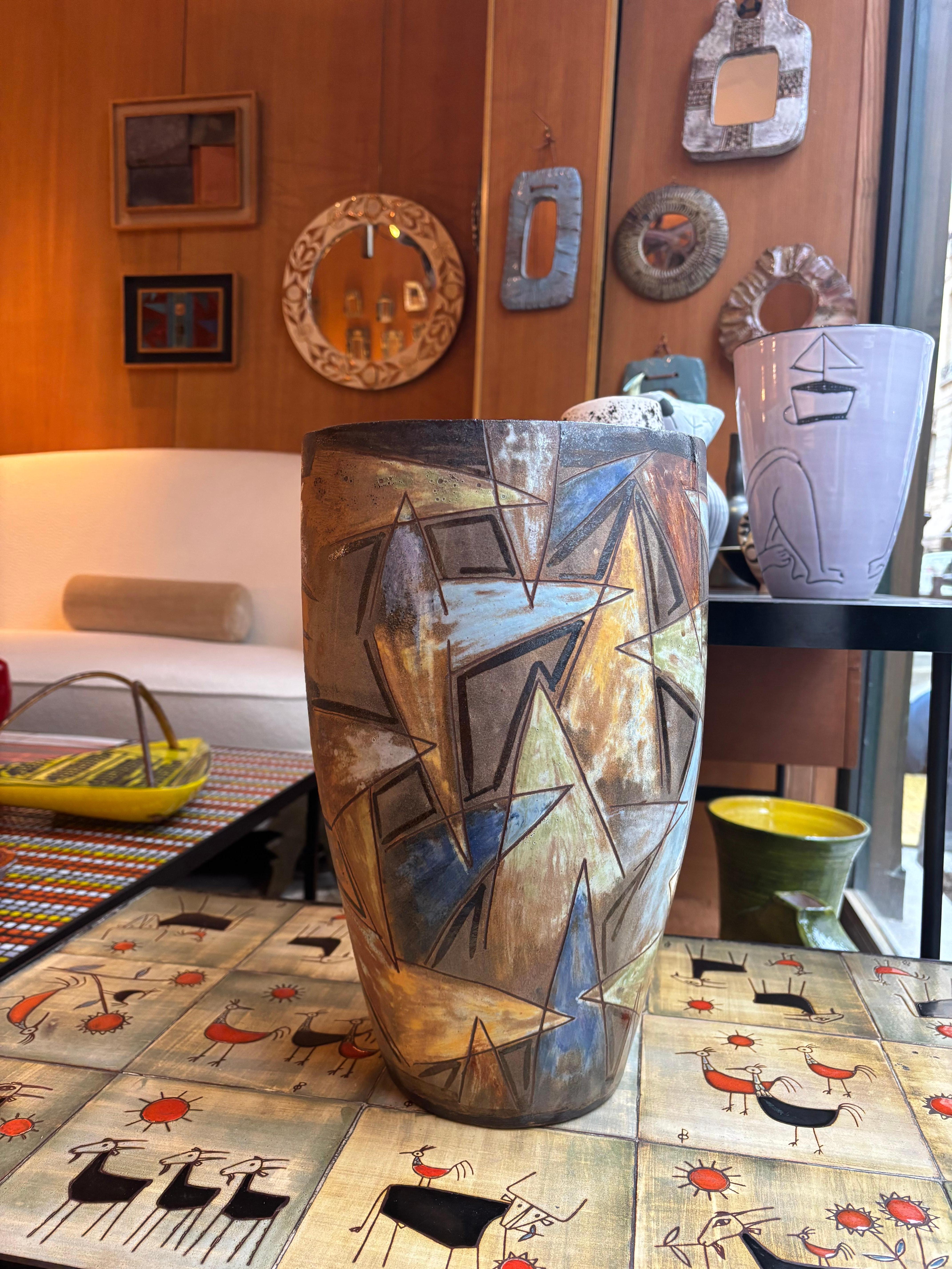 Vaso in ceramica di Alexandre Kostanda, Vallauris, Francia, anni 1950-60 in vendita 4