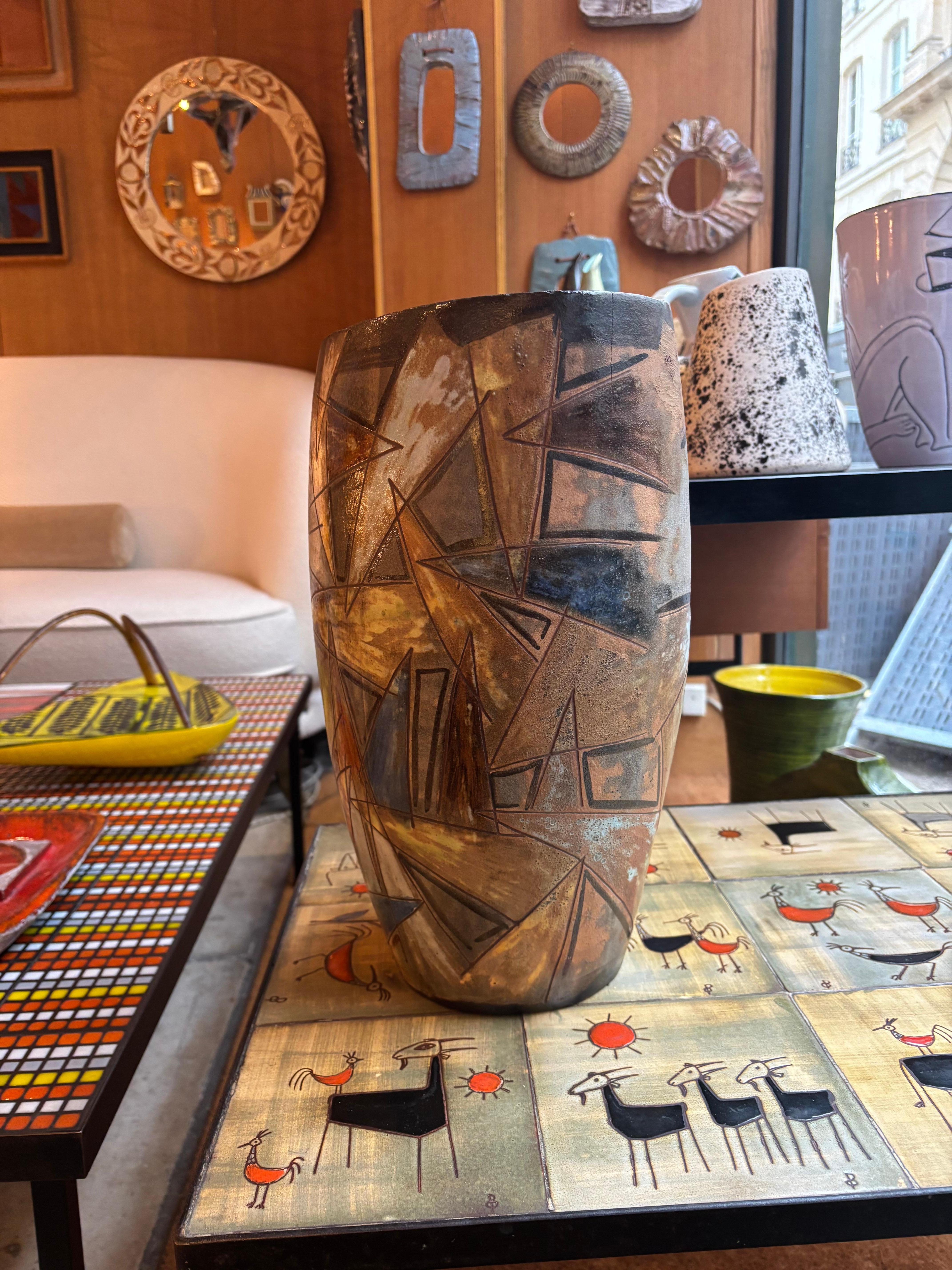 Vaso in ceramica di Alexandre Kostanda, Vallauris, Francia, anni 1950-60 in vendita 6