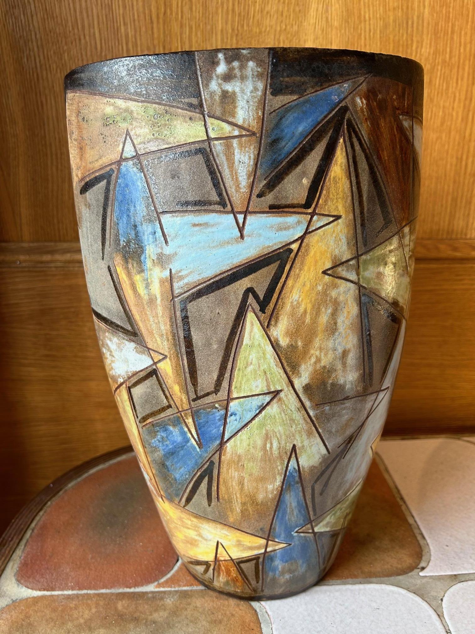 Keramikvase von Alexandre Kostanda, Vallauris, Frankreich, 1950-60er Jahre (Französisch) im Angebot