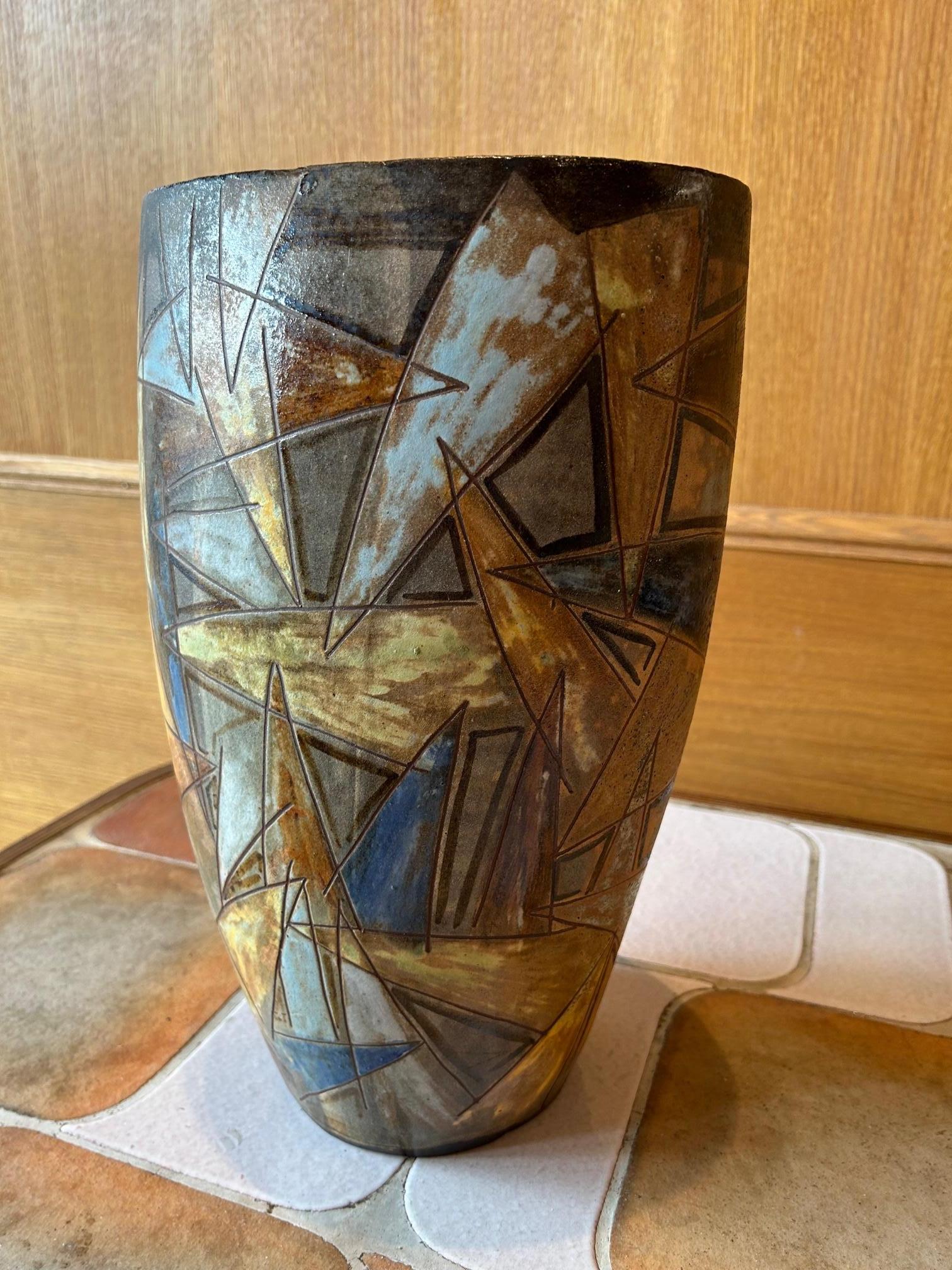 Keramikvase von Alexandre Kostanda, Vallauris, Frankreich, 1950-60er Jahre (20. Jahrhundert) im Angebot