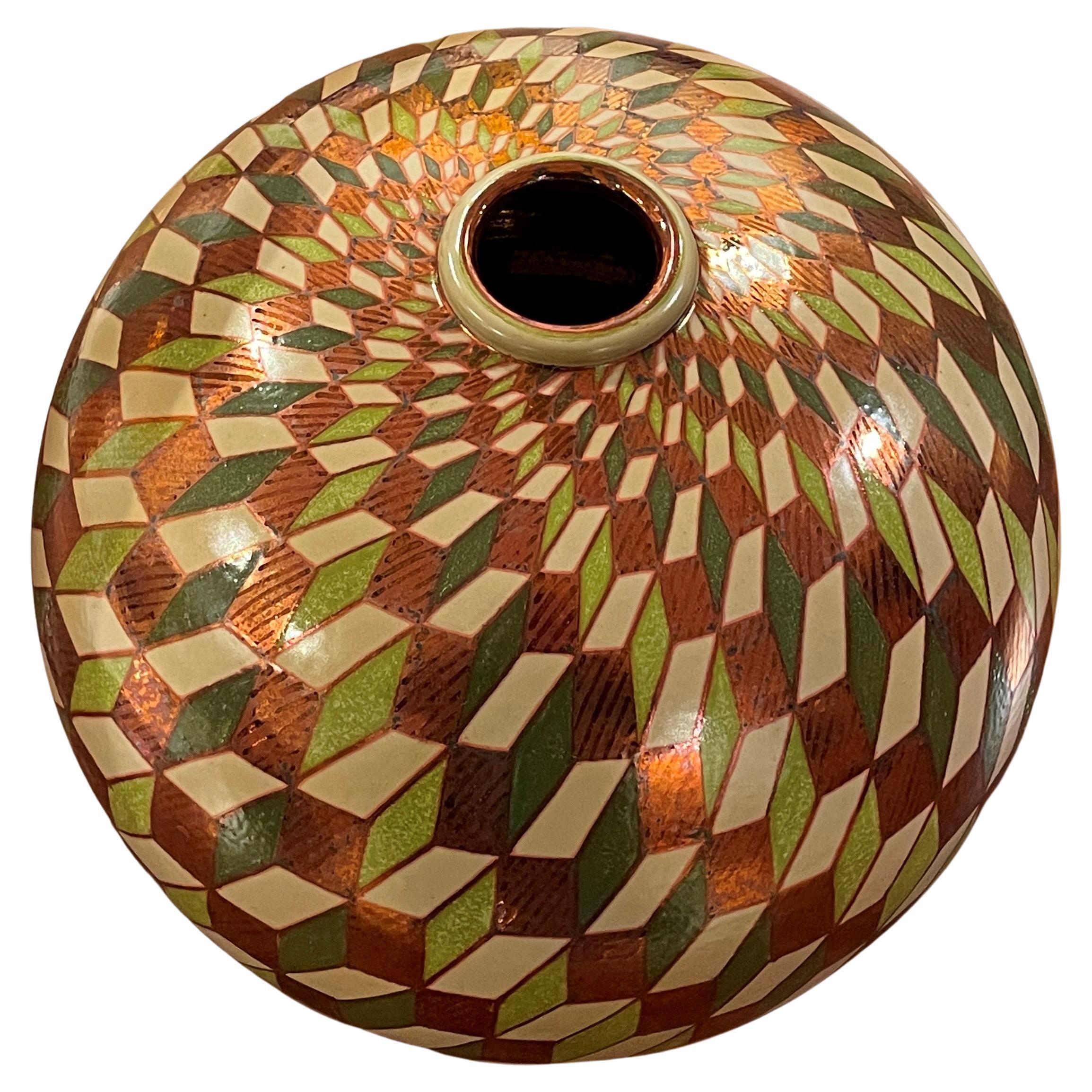 Ceramic vase by Bottega Vignoli Hand Painted Glazed Earthenware Italian Majolica