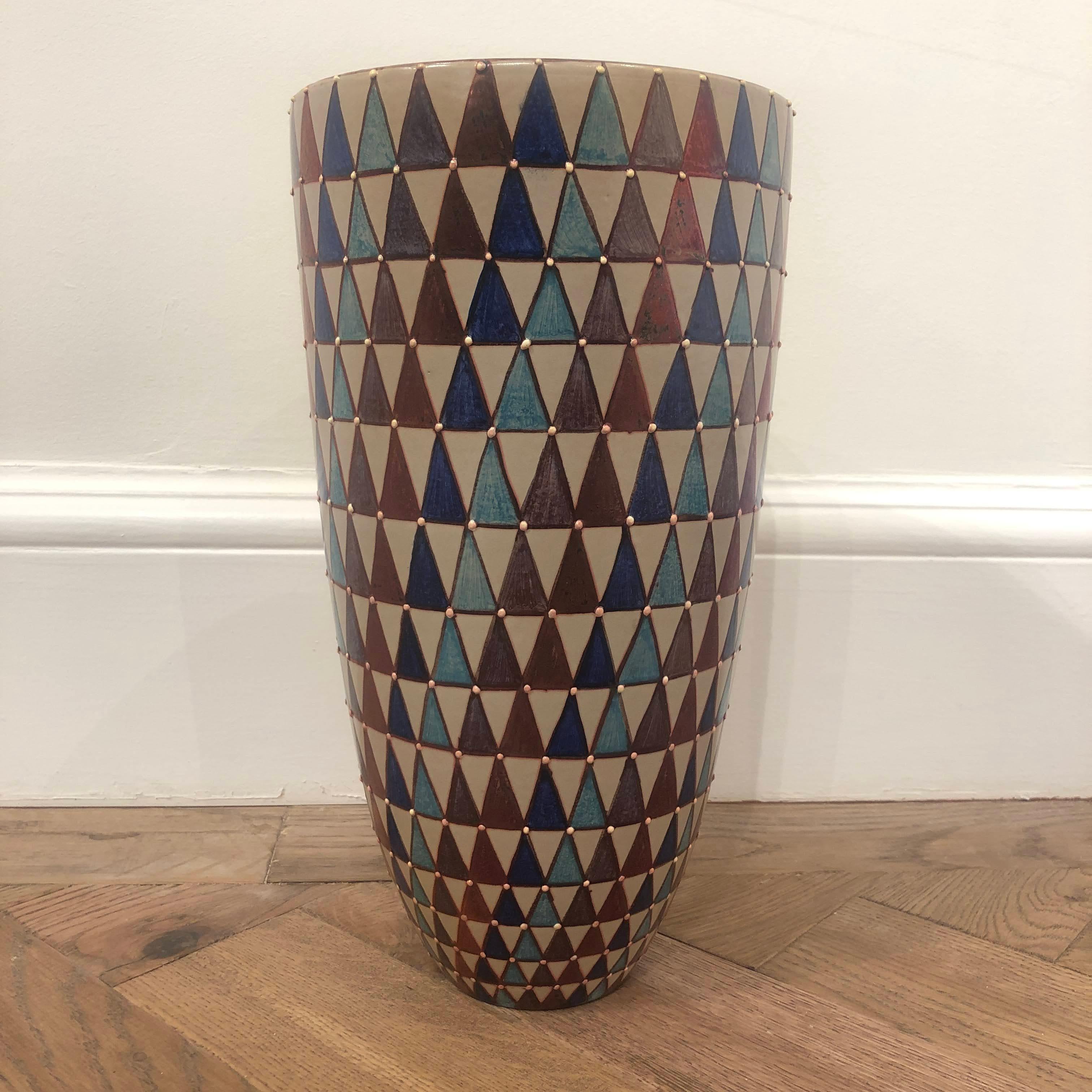 Classical Roman Ceramic Vase by Bottega Vignoli Hand-Painted Italian Majolica Contemporary For Sale