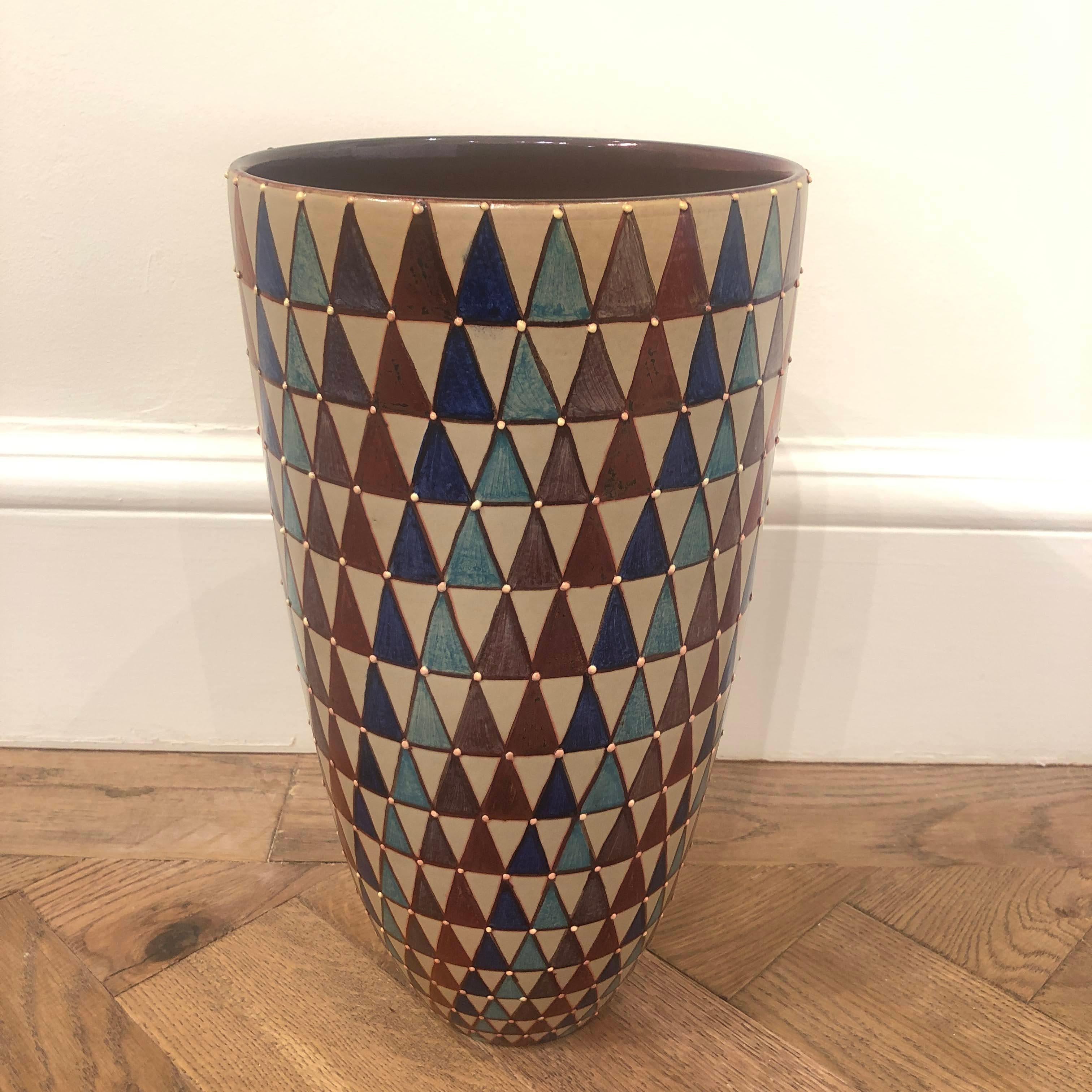 Ceramic Vase by Bottega Vignoli Hand-Painted Italian Majolica Contemporary For Sale 2