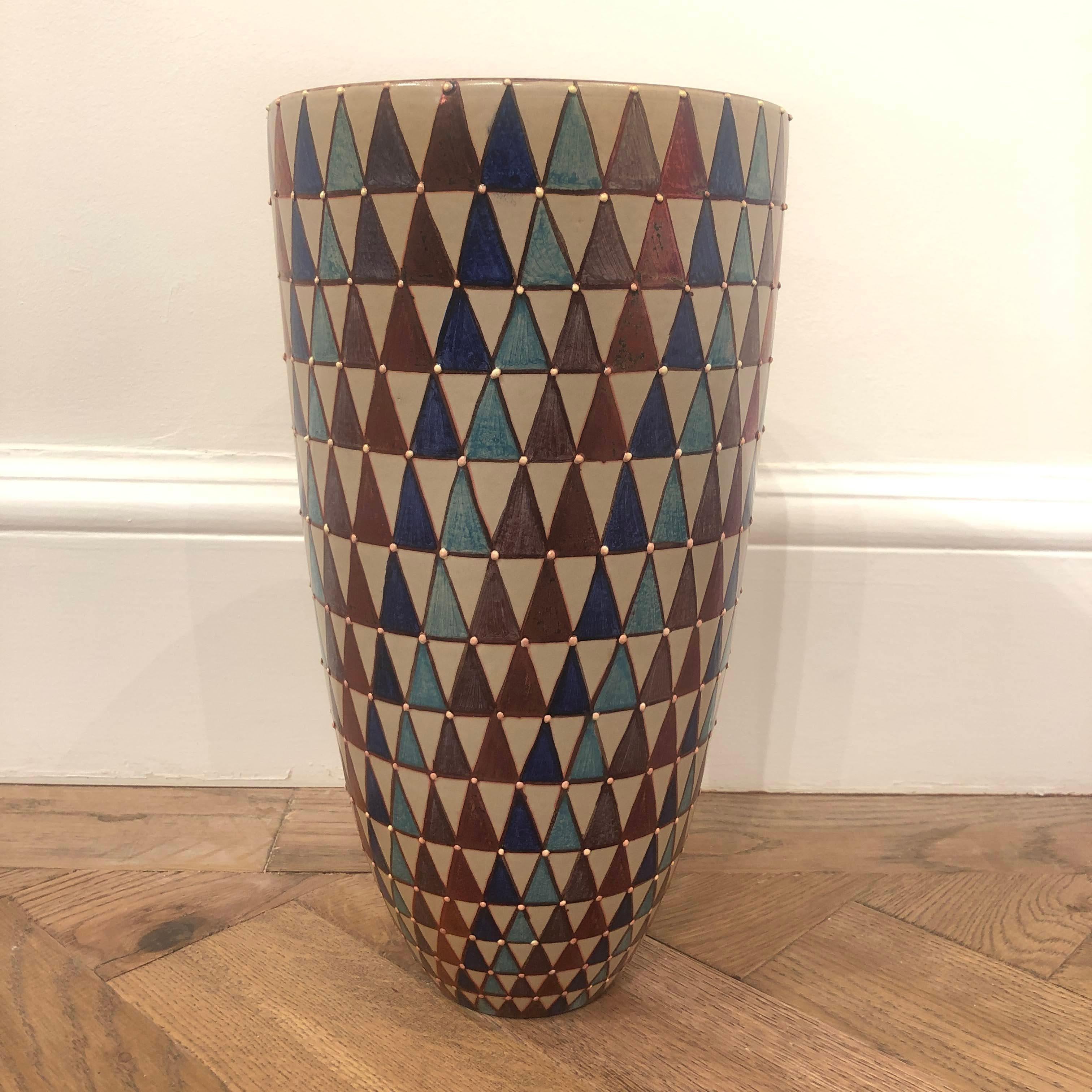 XXIe siècle et contemporain Vase en céramique de Bottega Vignoli Majolique italienne peinte à la main Contemporary en vente