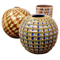 Ceramic Vase by Bottega Vignoli Hand Painted Italian Majolica Contemporary