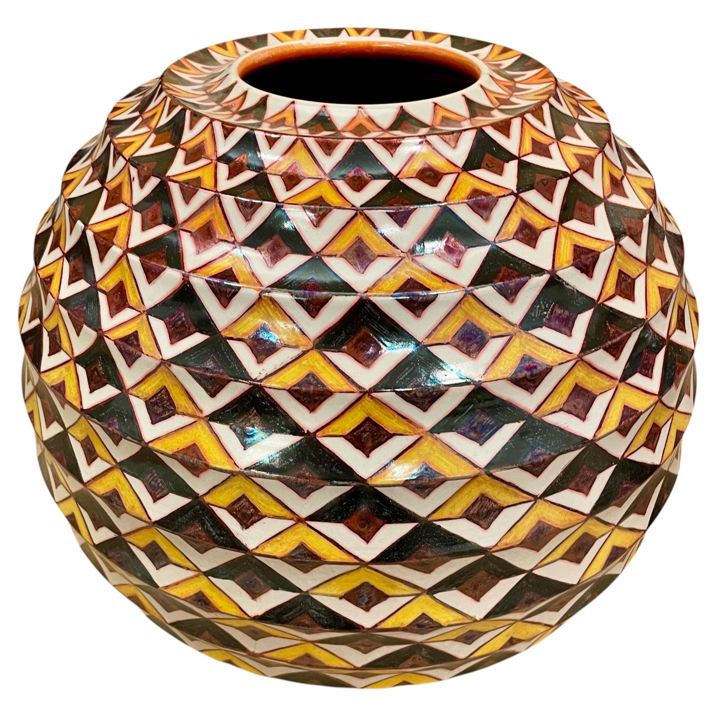 Ceramic Vase by Bottega Vignoli Hand-Painted Majolica Italy Contemporary