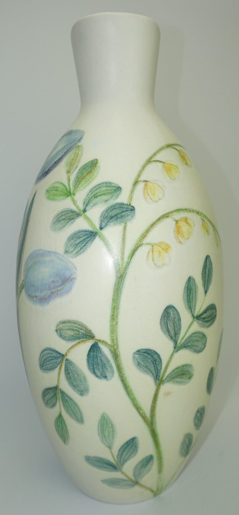 Swedish Ceramic Vase by Carl-Harry Stalhane, Sweden, C 1950, Summer Floral Pattern For Sale