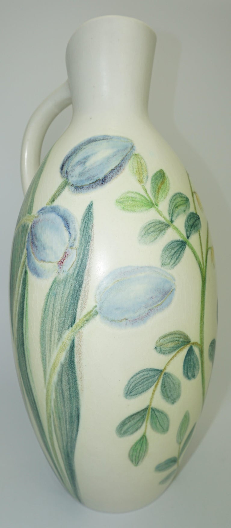 Hand-Crafted Ceramic Vase by Carl-Harry Stalhane, Sweden, C 1950, Summer Floral Pattern For Sale
