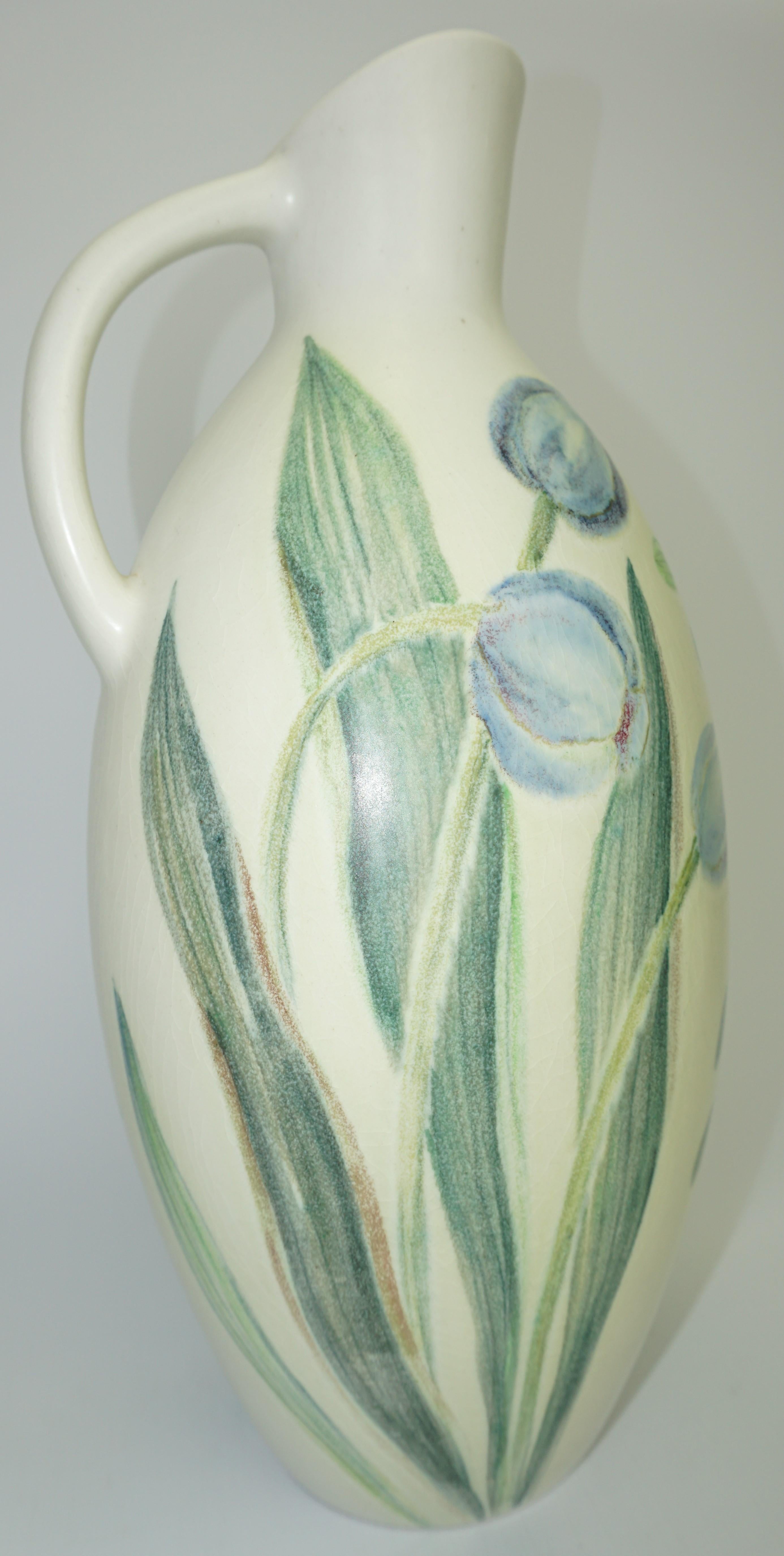 Ceramic Vase by Carl-Harry Stalhane, Summer Floral Pattern, Sweden, circa 1950 In Good Condition For Sale In New York, NY