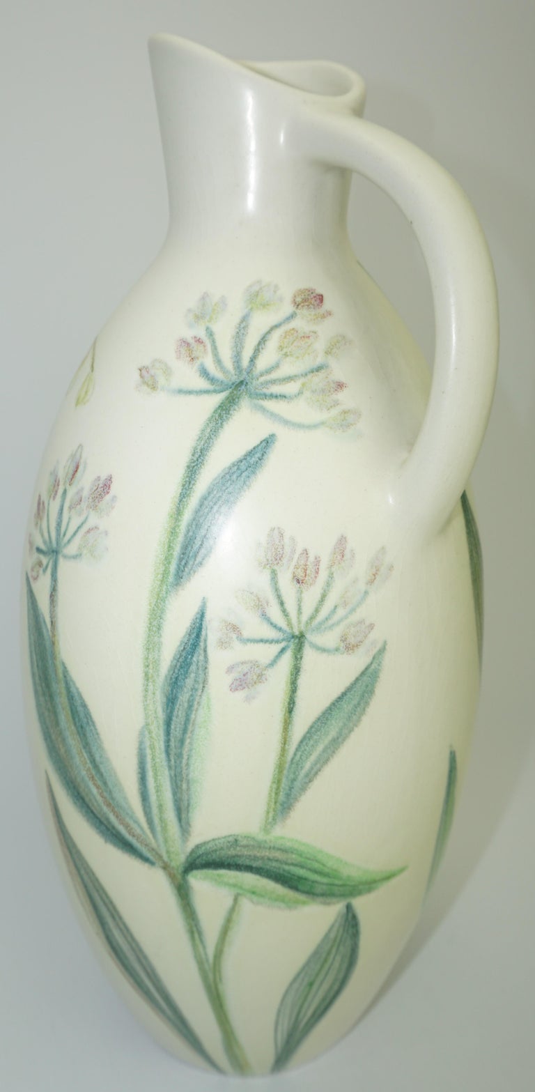 Ceramic Vase by Carl-Harry Stalhane, Sweden, C 1950, Summer Floral Pattern For Sale 1