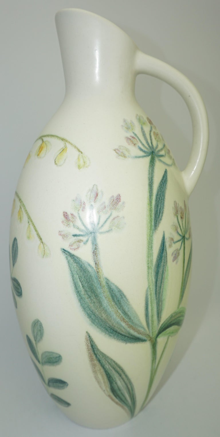 Ceramic Vase by Carl-Harry Stalhane, Sweden, C 1950, Summer Floral Pattern For Sale 2