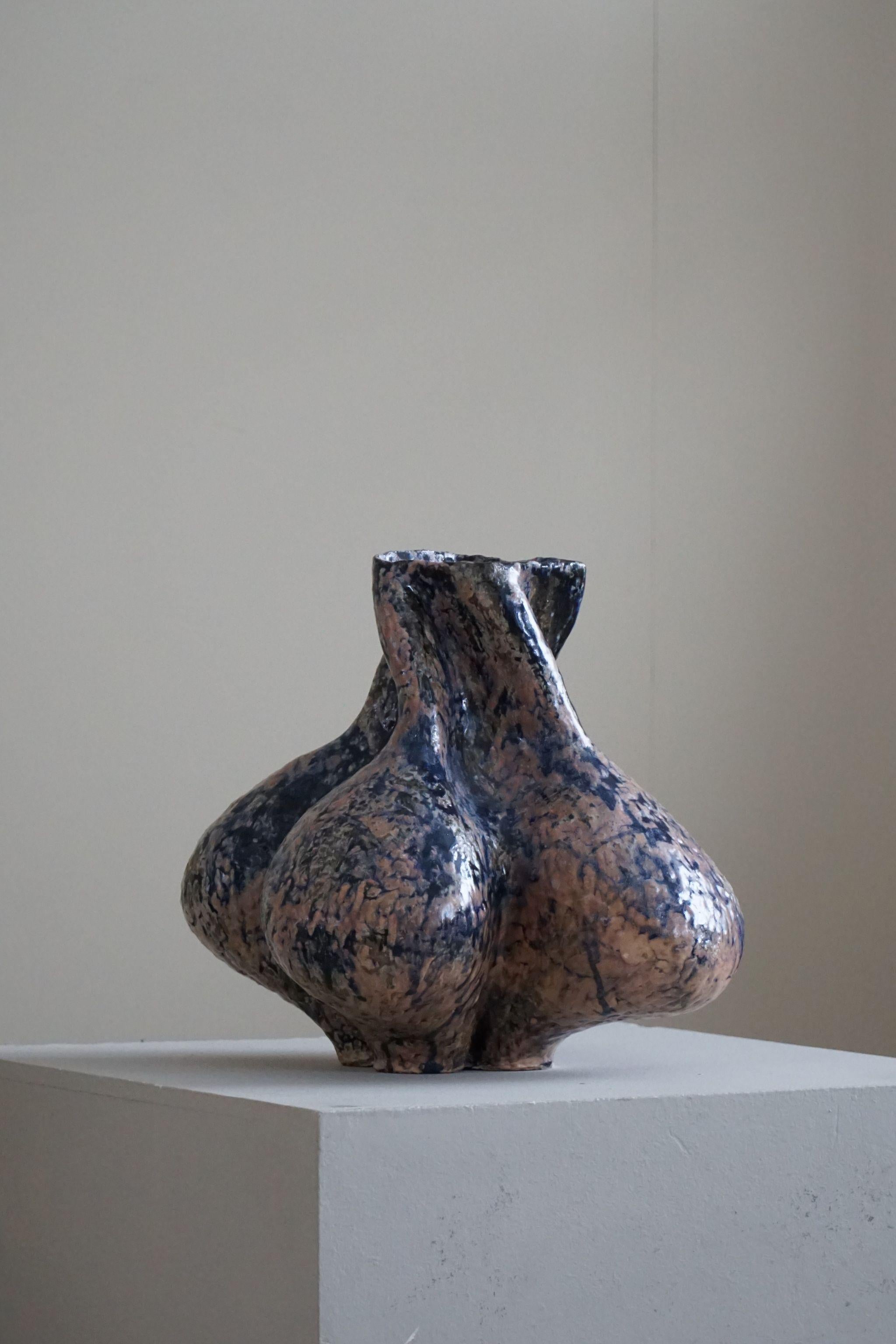 Scandinavian Modern Ceramic Vase by Danish Artist Ole Victor, 2023 For Sale