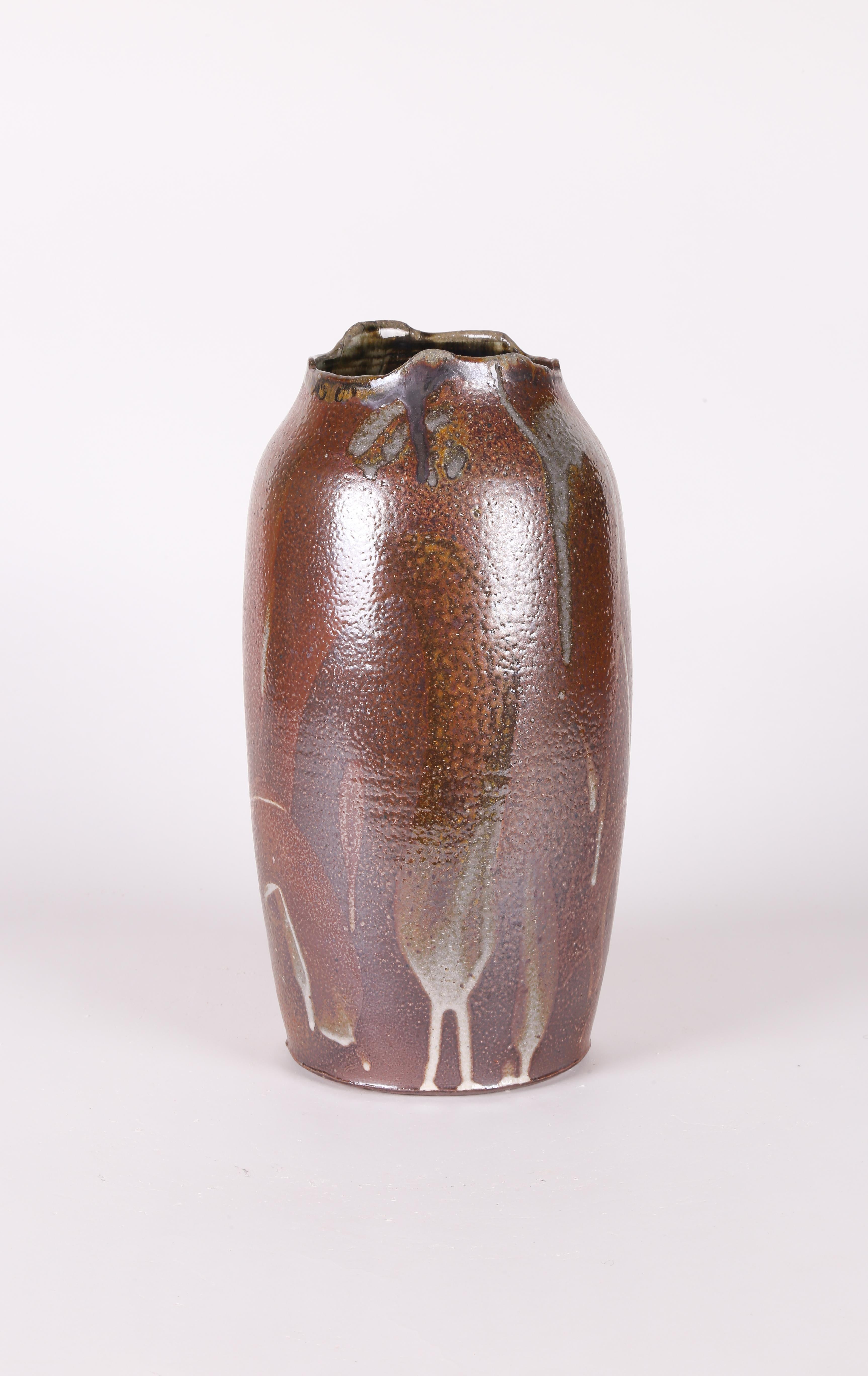 Fired Glazed Stoneware Vase by Contemporary Ceramicist Ebitenyefa Baralaye For Sale