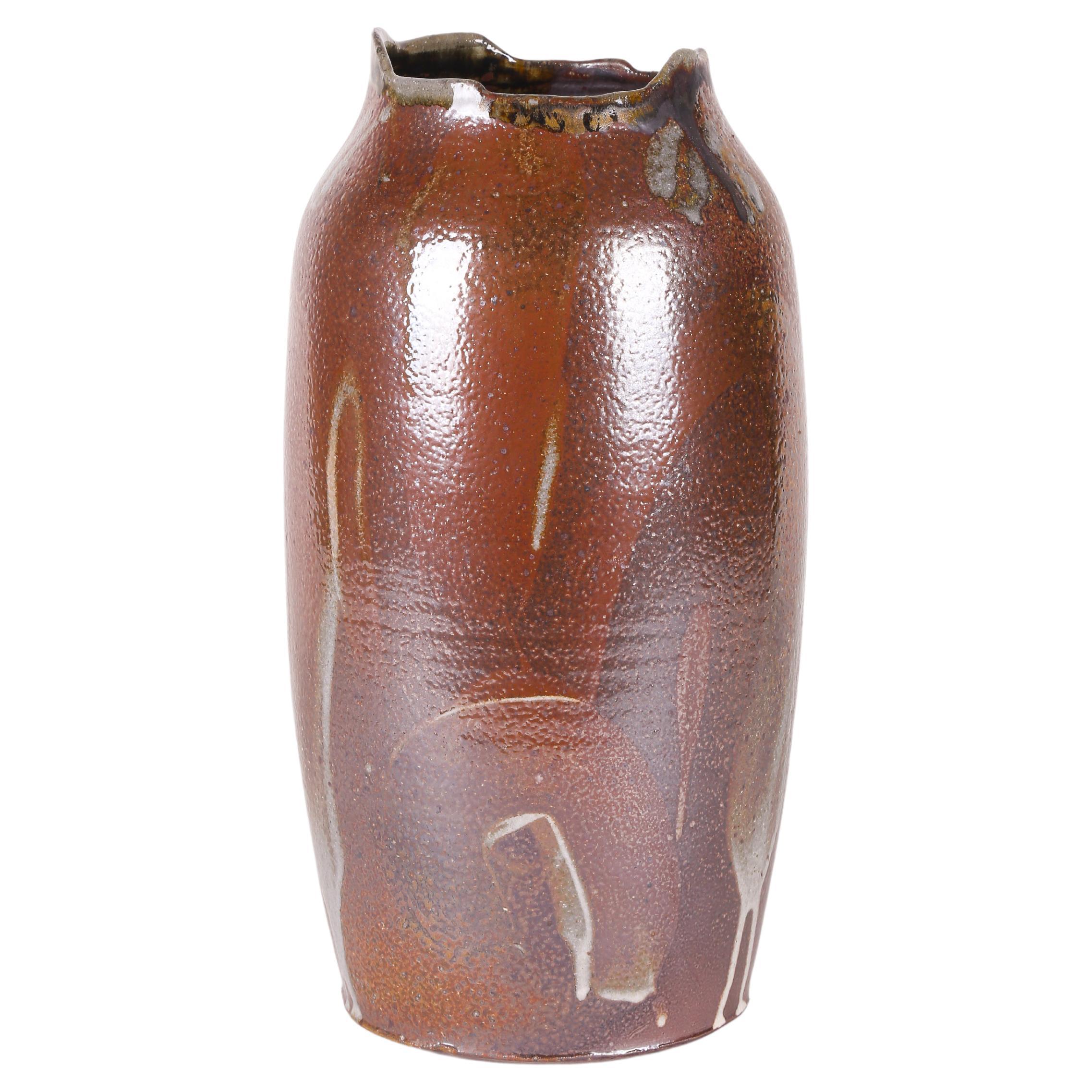 Glazed Stoneware Vase by Contemporary Ceramicist Ebitenyefa Baralaye For Sale
