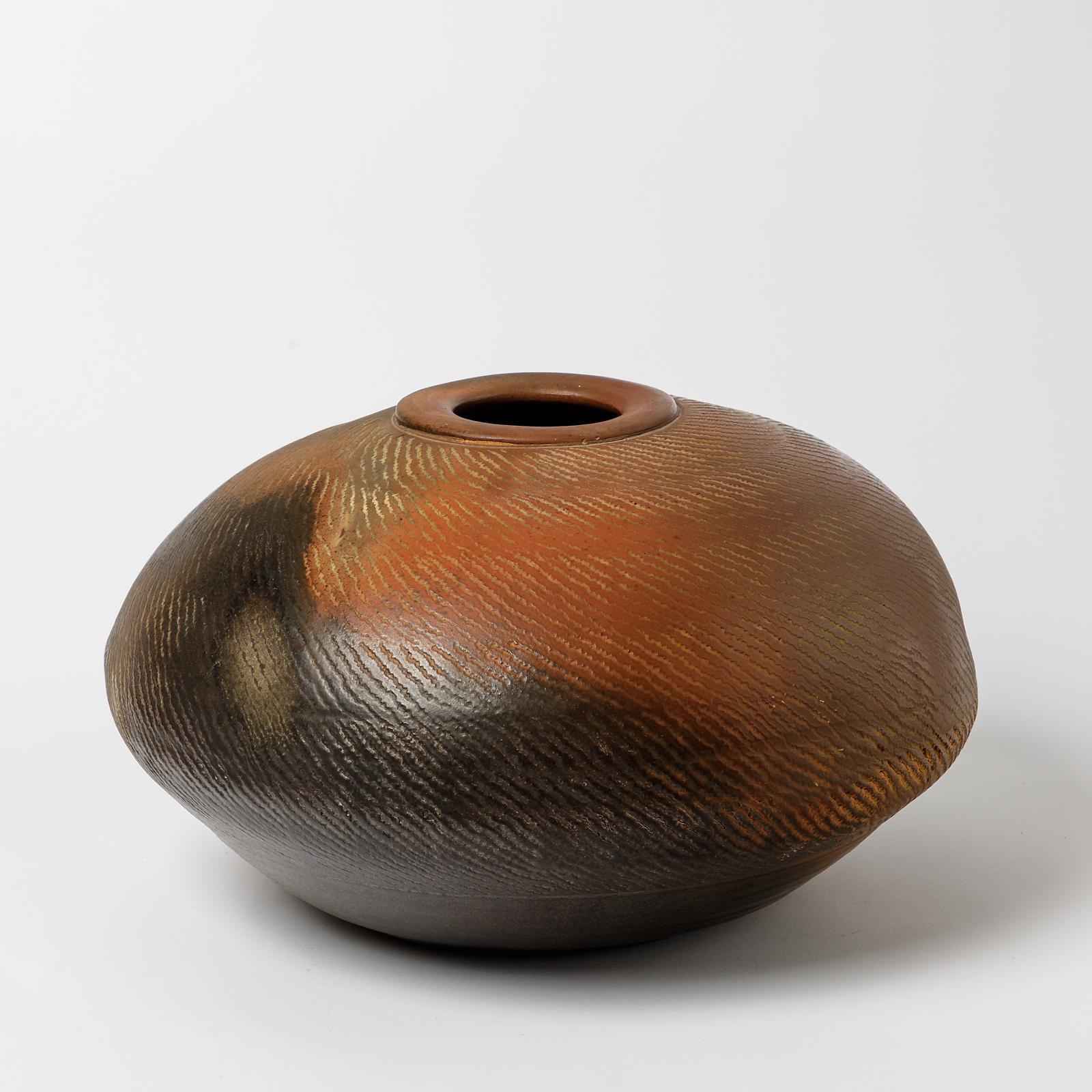 Beaux Arts Ceramic Vase by Eric Astoul, to La Borne, France, 1980- 1990