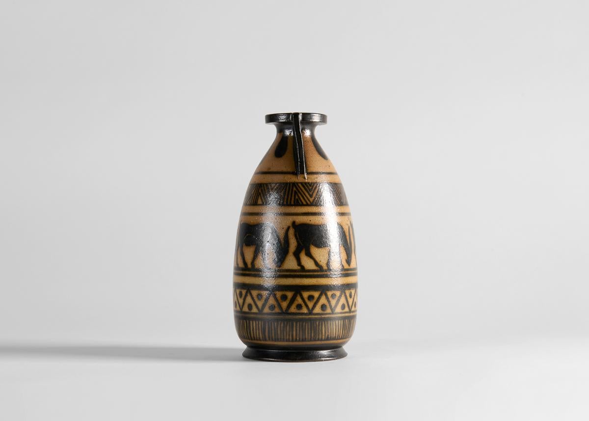 Français Vase de style grec, grès émaillé, poterie de Ciboure, France, vers 1925 en vente