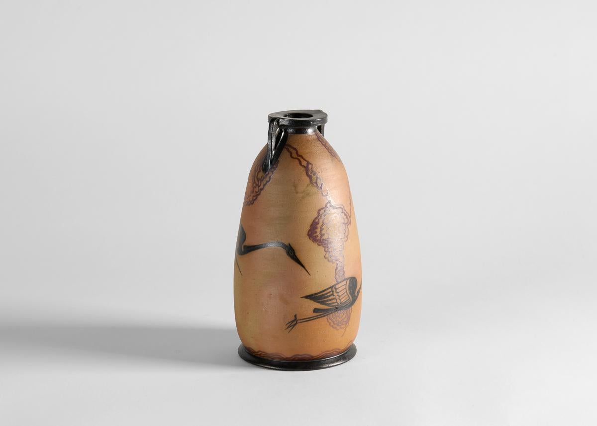 Français Vase en céramique par Etienne Vilotte pour la poterie de Ciboure, France, vers 1950