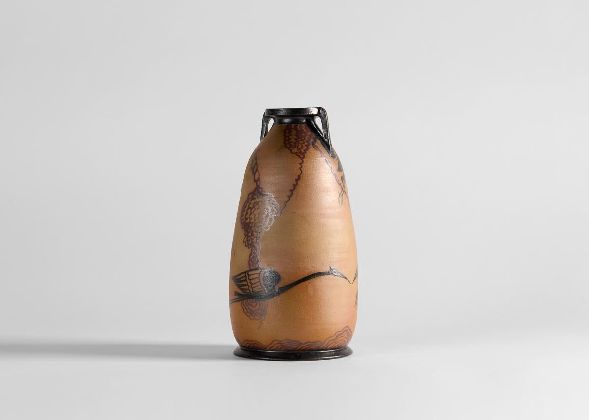 Vernissé Vase en céramique par Etienne Vilotte pour la poterie de Ciboure, France, vers 1950